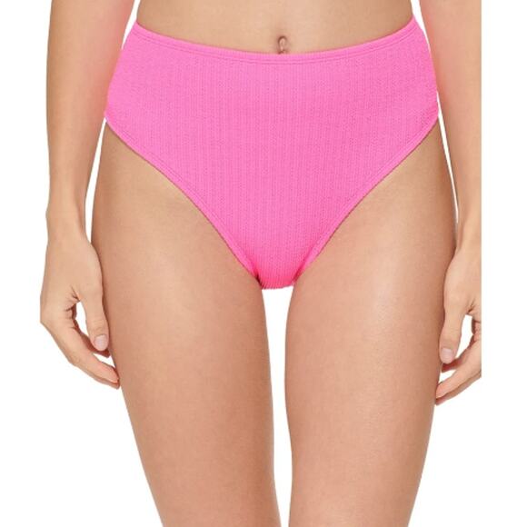 New ~ DKNY Women's Textured High Waist Bikini Bottom Size S - Picture 1 of 6
